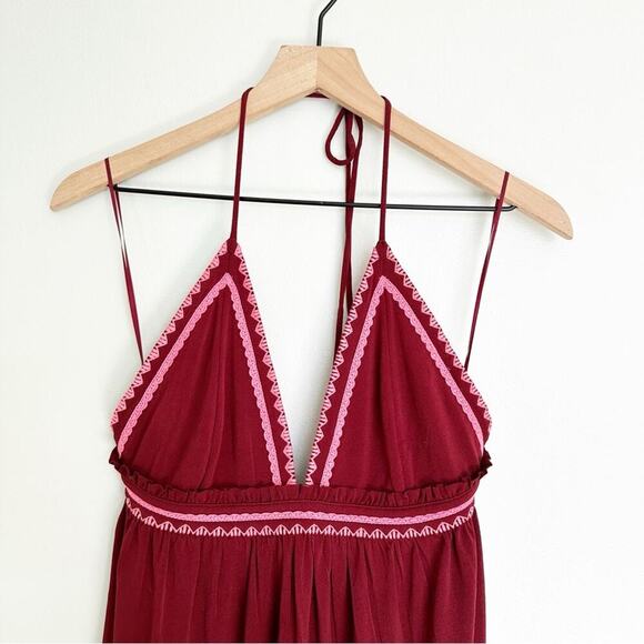 Express Halter Top High Low Embroidered Midi Dress - Picture 3 of 7